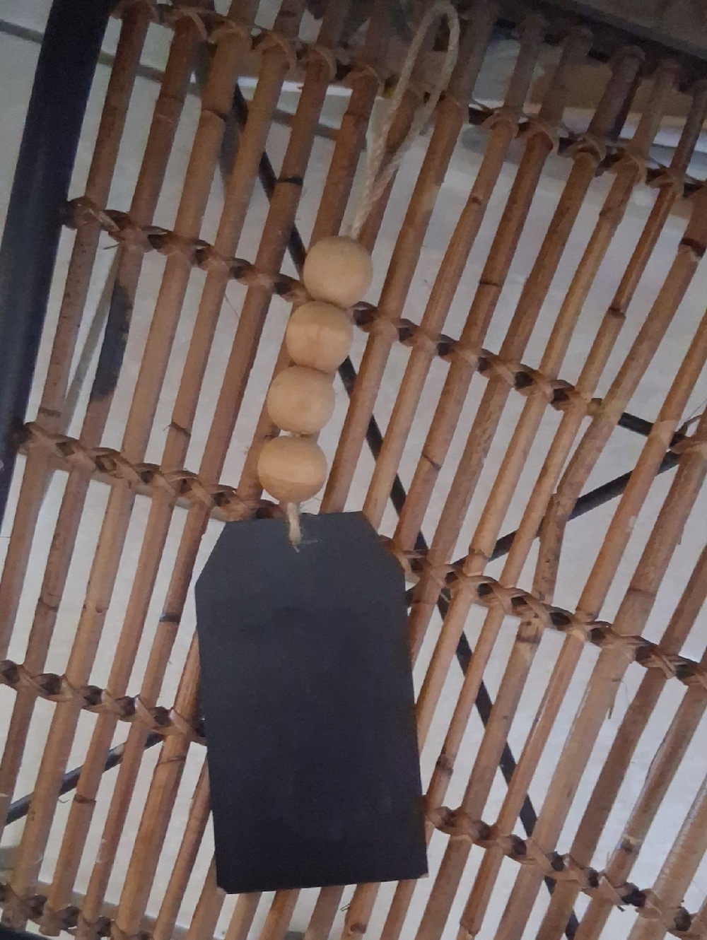Black Chalkboard Hanging Tag with Natural Wood Beads